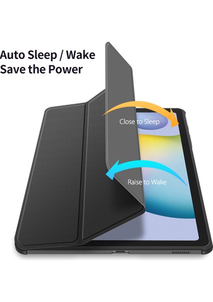 Üç Katlı Standlı Deri Samsung Galaxy Tab S6 Lite (2020) P610 P615 S6 Lite (2022 2024) SIYAH Tablet Kılıfı (Yurt Dışından)