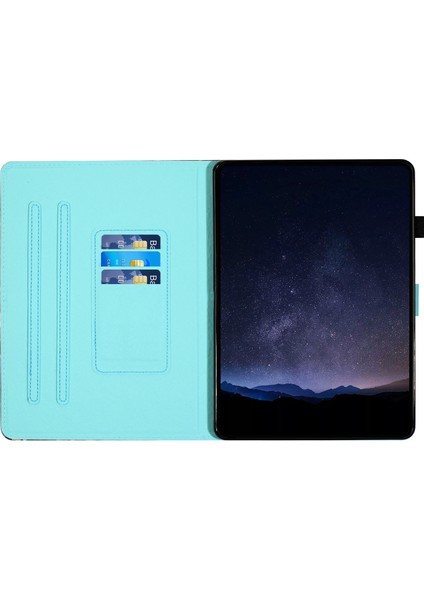 Samsung Galaxy Tab A9 Standı Pu Deri Desenli Kart Yuvaları Kaplan Tablet Kılıfı (Yurt Dışından)