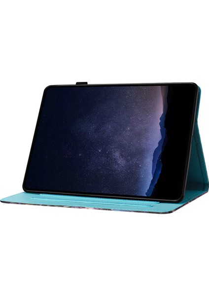 Samsung Galaxy Tab A9 Standı Pu Deri Desenli Kart Yuvaları Kaplan Tablet Kılıfı (Yurt Dışından)