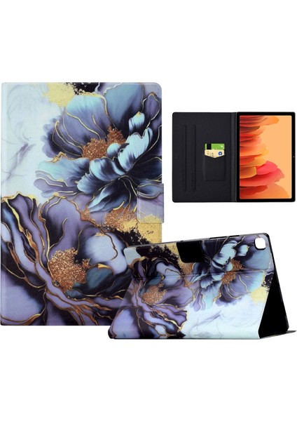 Samsung Galaxy Tab A7 10.4 (2020) T500 T505 Desenli Otomatik Uyandırma uyku Kart Tutucu Şakayık Çiçeği Tablet Kılıfı (Yurt Dışından)