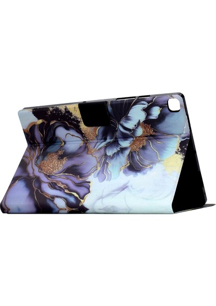 Samsung Galaxy Tab A7 10.4 (2020) T500 T505 Desenli Otomatik Uyandırma uyku Kart Tutucu Şakayık Çiçeği Tablet Kılıfı (Yurt Dışından) indirimleri