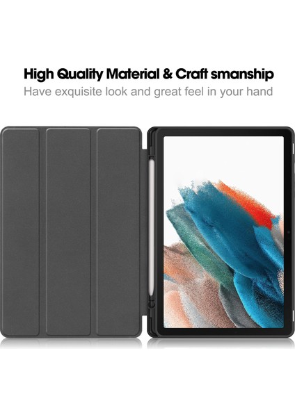 Samsung Galaxy Tab A9 Üç Katlı Standı Deri Kalem Yuvası Tablet Kılıfı (Yurt Dışından)