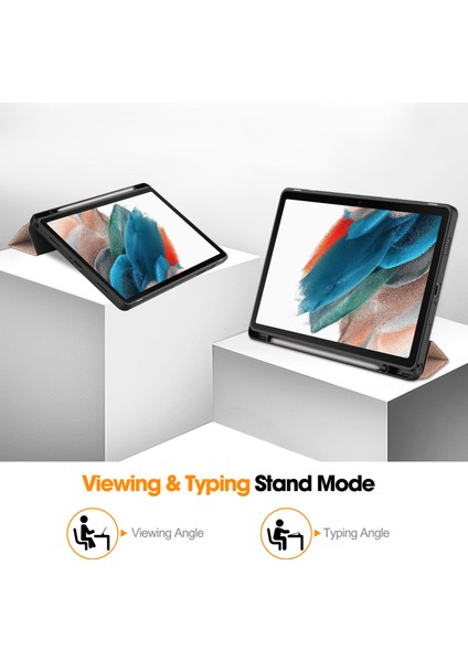Samsung Galaxy Tab A9 Üç Katlı Standı Deri Kalem Yuvası Tablet Kılıfı (Yurt Dışından)