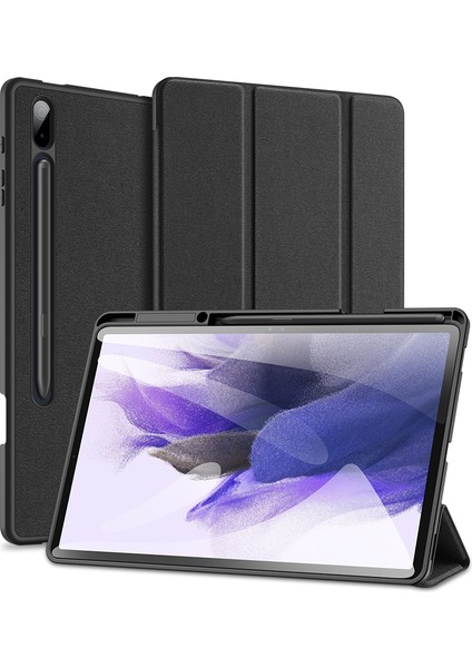 Üç Katlı Standlı Deri Akıllı Kalem Tutucu Kalem Standı Deliği Samsung Galaxy Tab S7 s7 Fe s8 Tablet Kılıfı (Yurt Dışından)