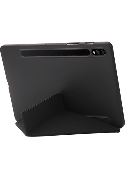 Samsung Galaxy Tab S8 V Katlama Standı Silikon Deri Otomatik Uyandırma uyku Fonksiyonu Tablet Kılıfı (Yurt Dışından)