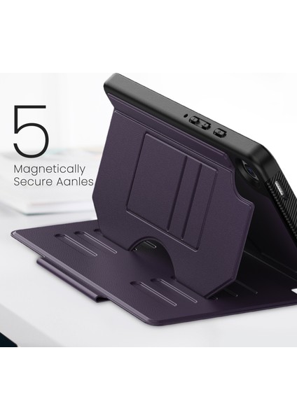 Samsung Galaxy Tab A9 (SM X110 X115) 5 Seviye Ayarlanabilir Standlı Kart Tutuculu Kalem Yuvalı Tablet Kılıfı (Yurt Dışından)