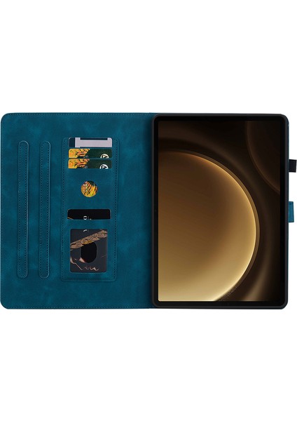 Samsung Galaxy Tab S9 s9 Fe Kart Yuvaları Zambak Çiçeği Baskı Pu Deri Tablet Kılıfı (Yurt Dışından)