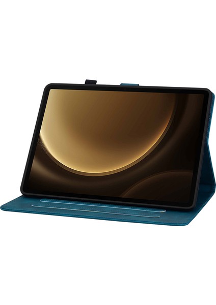 Samsung Galaxy Tab S9 s9 Fe Kart Yuvaları Zambak Çiçeği Baskı Pu Deri Tablet Kılıfı (Yurt Dışından)