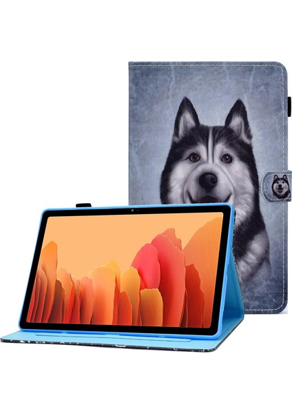 Samsung Galaxy Tab A7 10.4 (2020 2022) T500 T505 Dikiş Desen Baskı Kart Tutucu Standı Hu Tablet Kılıfı (Yurt Dışından)