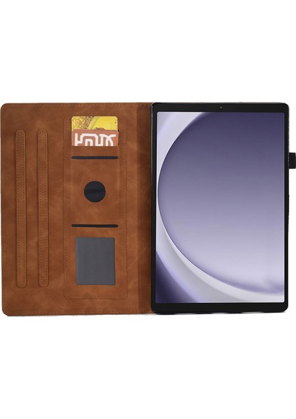 Samsung Galaxy Tab A9 Demir Kule Baskılı Mikrofiber Deri Kart Yuvası Akıllı Tablet Kılıfı (Yurt Dışından)