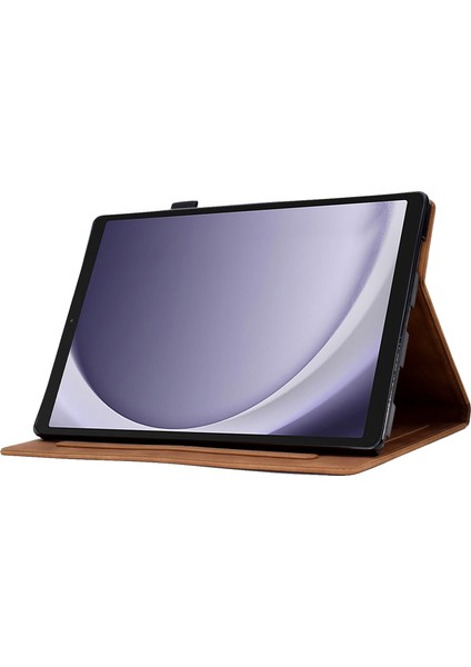 Samsung Galaxy Tab A9 Demir Kule Baskılı Mikrofiber Deri Kart Yuvası Akıllı Tablet Kılıfı (Yurt Dışından)