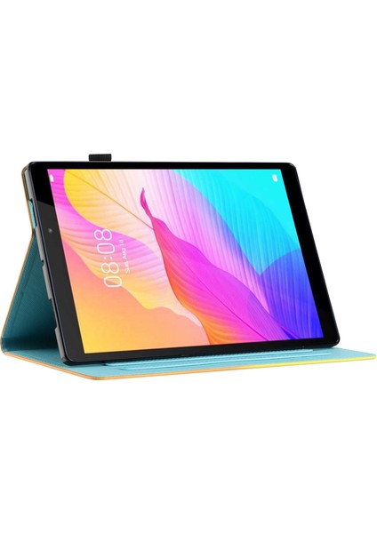 Samsung Galaxy Tab A9 Pu Deri Folio Standı Desen Kart Yuvaları Corgi Tablet Kılıfı (Yurt Dışından)