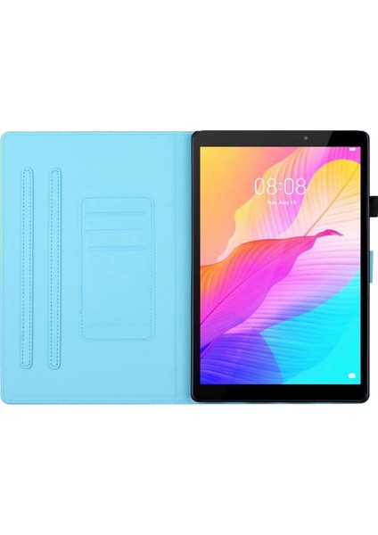 Samsung Galaxy Tab A9 Pu Deri Folio Standı Desen Kart Yuvaları Corgi Tablet Kılıfı (Yurt Dışından)