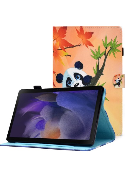 Samsung Galaxy Tab A8 10.5 (2021) SM X200 SM X205 Desen Baskı Dikiş Pu Deri Kalem Tutucu Sevimli Panda Tablet Kılıfı (Yurt Dışından)