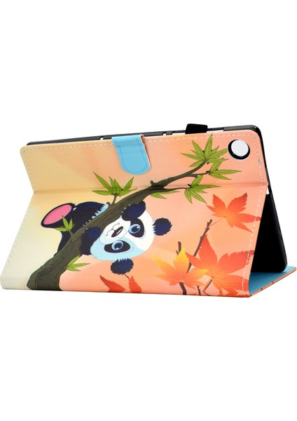 Samsung Galaxy Tab A8 10.5 (2021) SM X200 SM X205 Desen Baskı Dikiş Pu Deri Kalem Tutucu Sevimli Panda Tablet Kılıfı (Yurt Dışından)