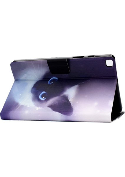Desen Baskı Deri Samsung Galaxy Tab A7 Lite 8.7 Inç T220 T225 CAT Face Tablet Kılıfı (Yurt Dışından)