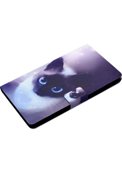 Desen Baskı Deri Samsung Galaxy Tab A7 Lite 8.7 Inç T220 T225 CAT Face Tablet Kılıfı (Yurt Dışından)