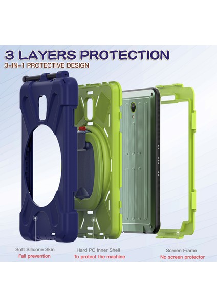 Samsung Galaxy Tab Active5 SM X300 Kick Stand Sağlam Lacivert Tablet Kılıfı (Yurt Dışından)