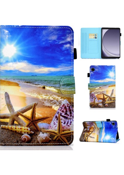 Samsung Galaxy Tab A9 Pu Deri Desen Baskı Kalem Tutucu Akıllı Gökyüzü Tablet Kılıfı (Yurt Dışından)