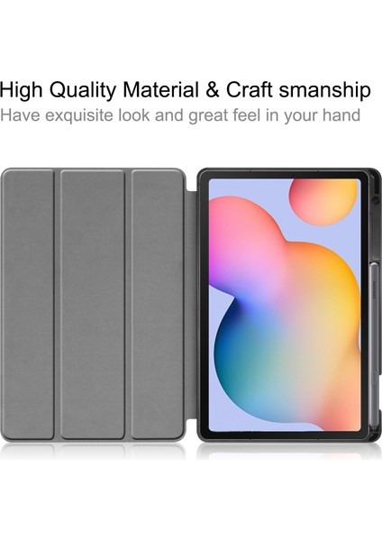 Seashell Digital Samsung Galaxy Tab S6 Lite (2024 2022 2020) Standlı Üç Katlı Deri Akıllı Kalem Yuvası Tablet Kılıfı (Yurt Dışından)