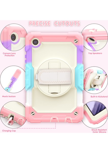 Tam Vücut Silikon Pc Sağlam Pet Ekran Koruyucu Kick Standlı El Omuz Askısı Samsung Galaxy Tab A7 Lite Kamuflaj bej Tablet Kılıfı (Yurt Dışından) fırsatları