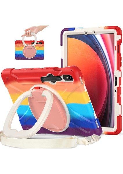 Samsung Galaxy Tab S9 Fe s9 s8 s7 Pc Silikon Koruyucu Standı Omuz Askılı Sağlam Tablet Kılıfı (Yurt Dışından)