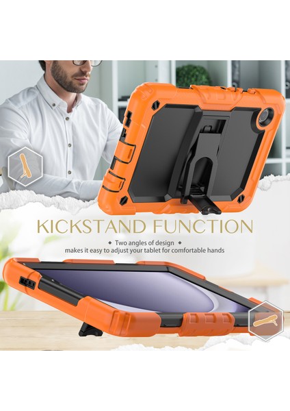 Samsung Galaxy Tab A9 (SM X110 X115) Kick Stand Omuz Askılı Tablet Kılıfı (Yurt Dışından)