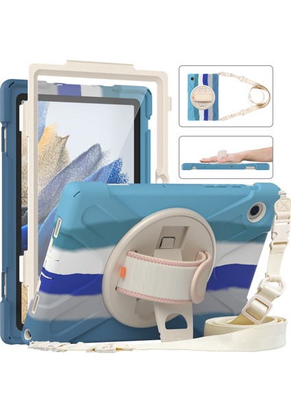 Samsung Galaxy Tab A8 10.5 (2021 2022) Standı Pc Silikon El Askısı Omuz Askılı Koruyucu Tablet Kılıfı (Yurt Dışından)