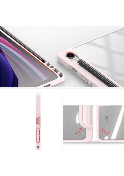 Samsung Galaxy Tab S9 Fe Deri Üç Katlı Stand Kalem Yuvası Tablet Kılıfı (Yurt Dışından)