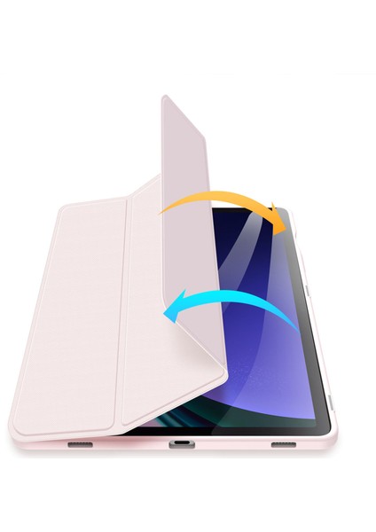 Samsung Galaxy Tab S9 Fe Deri Üç Katlı Stand Kalem Yuvası Tablet Kılıfı (Yurt Dışından)