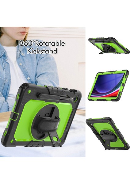 Seashell Digital Samsung Galaxy Tab S9 (X710 X716B X718U) Pc Silikon Kick Stand Anti Drop Pet Ekranlı Film Tablet Kılıfı (Yurt Dışından)