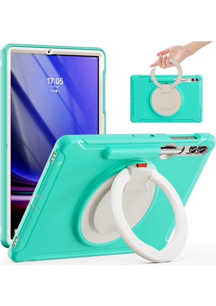 Samsung Galaxy Tab S9 FE S7 T970 TAB S7 Fe T730 TAB S8 X800 TAB S9 X810 Pc Tpu Döner Kalem Tutuculu Nane Tablet Kılıfı (Yurt Dışından)