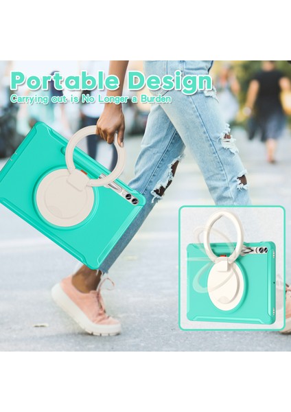 Samsung Galaxy Tab S9 FE S7 T970 TAB S7 Fe T730 TAB S8 X800 TAB S9 X810 Pc Tpu Döner Kalem Tutuculu Nane Tablet Kılıfı (Yurt Dışından)