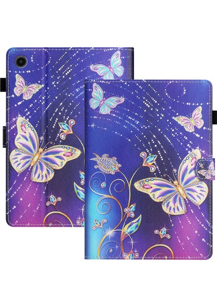 Samsung Galaxy Tab A8 10.5 (2021) X205 X200 Koruyucu Desen Baskı Pu Deri Çevirin Tablet Kılıfı (Yurt Dışından)