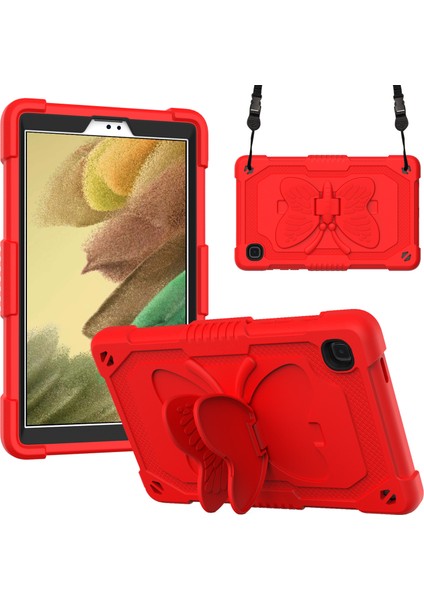 Şekli Tekme Standı Düz ​​ Pc Silikon Samsung Galaxy Tab A7 Lite Omuz Askılı Koruyucu 8 7 Inç Tablet Kılıfı (Yurt Dışından)