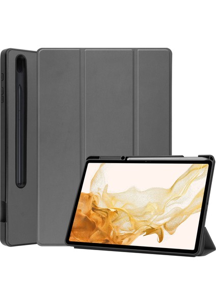 Samsung Galaxy Tab S7 s8 Sağlam Üç Katlı Standlı Kalem Yuvalı Akıllı Deri Tablet Kılıfı (Yurt Dışından)