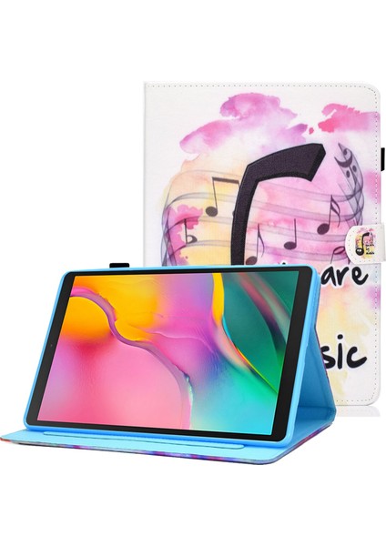 Samsung Galaxy Tab A 10.1 (2019 T510 T515) Dikişli Manyetik Kapatma Pu Deri Kart Yuvaları Standı Tablet Kılıfı (Yurt Dışından)