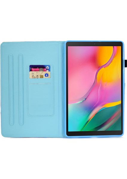 Samsung Galaxy Tab A 10.1 (2019 T510 T515) Dikişli Manyetik Kapatma Pu Deri Kart Yuvaları Standı Tablet Kılıfı (Yurt Dışından)