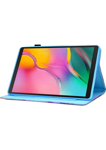 Samsung Galaxy Tab A 10.1 (2019 T510 T515) Dikişli Manyetik Kapatma Pu Deri Kart Yuvaları Standı Tablet Kılıfı (Yurt Dışından)