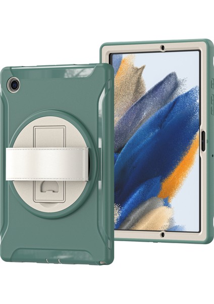 Samsung Galaxy Tab A8 10.5 (2021) A8 10.5 (2022) X200 X205 Pc Silikon Döner El Kayışı Koruyucu Zümrüt Tablet Kılıfı (Yurt Dışından)