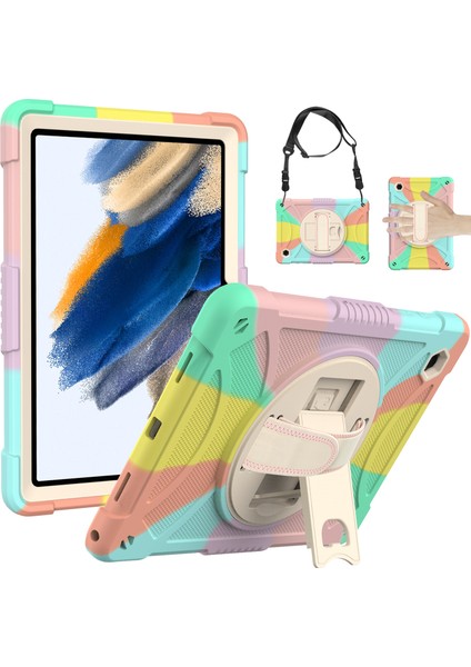 Samsung Galaxy Tab A8 10.5 (2021 2022) Silikon Pc El Kayışı Tekme Standı Omuz Askılı Çok Tablet Kılıfı (Yurt Dışından)
