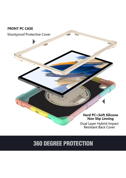 Samsung Galaxy Tab A8 10.5 (2021 2022) Silikon Pc El Kayışı Tekme Standı Omuz Askılı Çok Tablet Kılıfı (Yurt Dışından) fırsatları