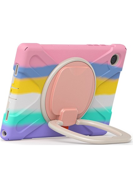 Samsung Galaxy Tab A8 10.5 (2021 2022) 360 Derece Standı Pc Omuz Askılı Silikon Hibrit Tablet Kılıfı (Yurt Dışından)