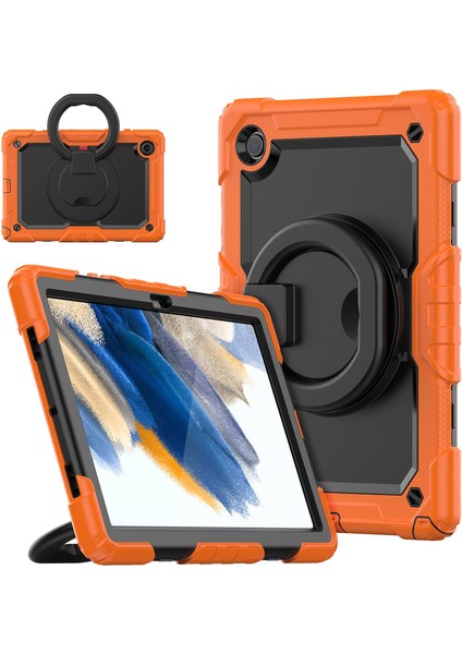 Samsung Galaxy Tab A8 10.5 (2021 2022) Ekran Çerçeveli Silikon Pc Hibrit Dahili Ekran Koruyucu Döner Tablet Kılıfı (Yurt Dışından)