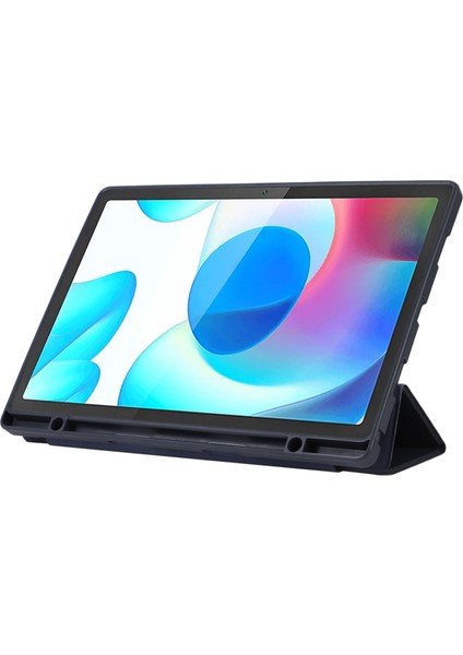 Samsung Galaxy Tab A9 Üç Katlı Stand Pu Deri Kalem Yuvası Tablet Kılıfı (Yurt Dışından)