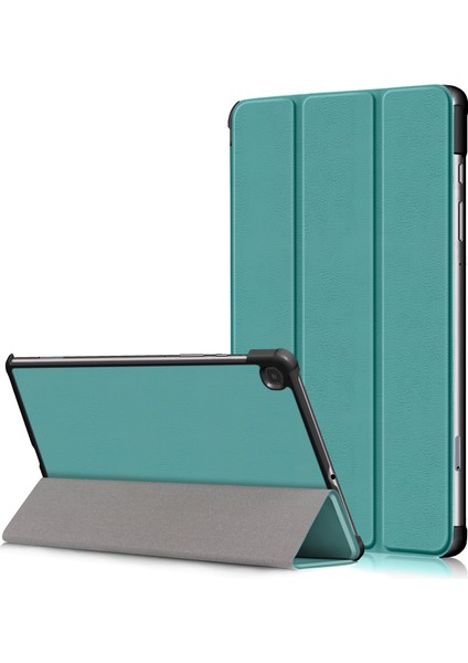 Üç Katlı Stand Deri Akıllı Samsung Galaxy Tab S6 Lite (2020) P610 P615 (2022 2024) CYAN Tablet Kılıfı (Yurt Dışından)
