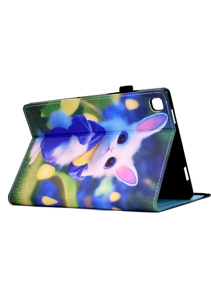 Samsung Galaxy Tab A7 10.4 (2020 2022) T500 T505 Standı Elastik Bant Pu Deri Kart Tutucu Sevimli Tavşan Tablet Kılıfı (Yurt Dışından)
