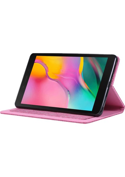 Kumaş Doku Standı Deri Koruyucu Samsung Galaxy Tab A 8.0 Wi Fi (2019) SM T290 T295 ROSE Tablet Kılıfı (Yurt Dışından)