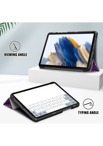 Samsung Galaxy Tab A9 X115 Üç Katlı Standı Deri Desen Baskı Galaxy Tablet Kılıfı (Yurt Dışından)