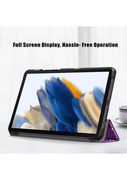 Samsung Galaxy Tab A9 X115 Üç Katlı Standı Deri Desen Baskı Galaxy Tablet Kılıfı (Yurt Dışından)